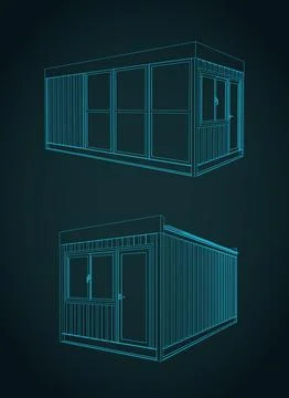Container office drawings Stock Illustration