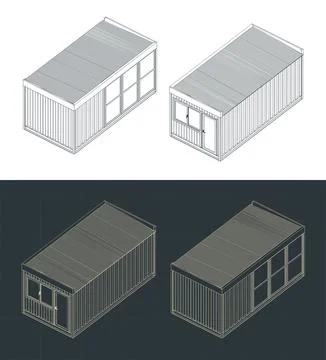 Container office isometric blueprints Stock-Illustration