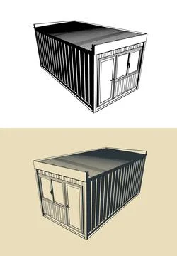Container office stylized illustrations Stock Illustration