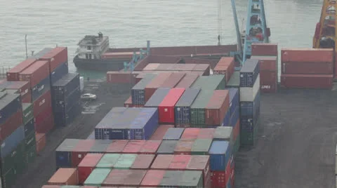Container operation in port Video stock 22499455