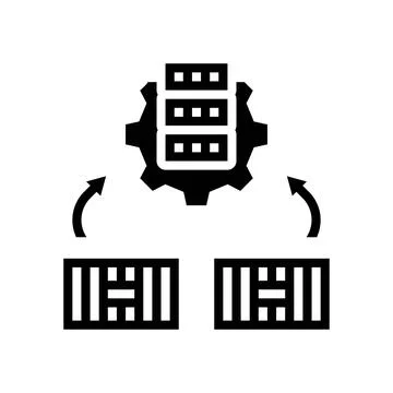 Container orchestration data center glyph icon vector illustration Stock Illustration
