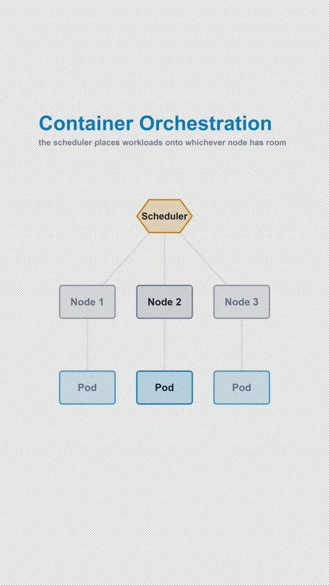 Container Orchestration Labeled System Architecture Diagram Vertical 9x16 Light Vídeo Stock 339519058