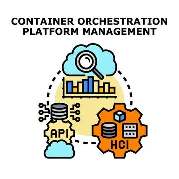 Container orchestration platform management technology controlling infrastr.. Illustration