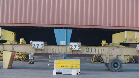 A container is placed on a truck Stock Footage 118759856