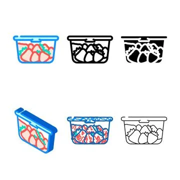 Container plastic strawberries color icon looks vector Stock Illustration