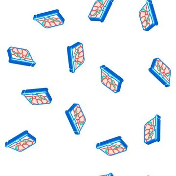 Container plastic strawberries isometric icon seamless pattern Stock Illustration