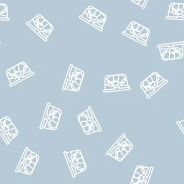 Container plastic strawberries line vector seamless pattern 스톡 일러스트