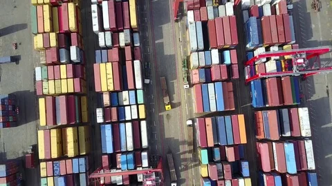 Container port from above, clockwise movement Stock-Footage 82177325