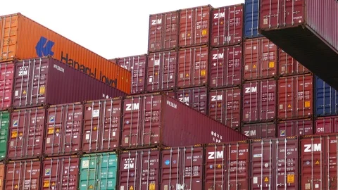 Container port activity 4k intro video for business Stock Footage 90259589