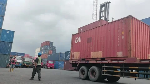 Container Port Activity: Logistics and Transportation Stock Footage 312024738