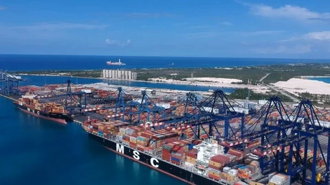 Container Port &amp;amp;amp; Ship Yard GB Stock Footage 94412887
