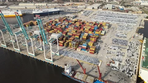Container port drone shot Stock Footage 239276783