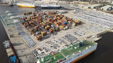 Container port drone shot Stock Footage 239276893