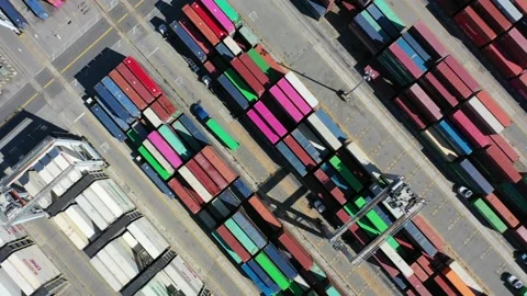 Container port fly by 動画素材 163386009