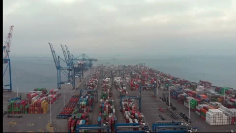 Container port Stock Footage 145368183