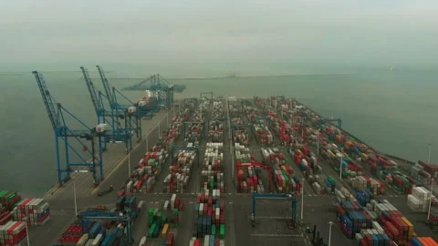 Container port Stock Footage 145368281