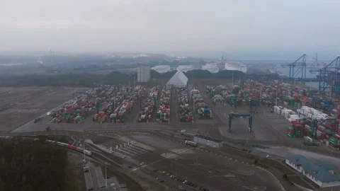 Container port gdansk Stock Footage 145368348
