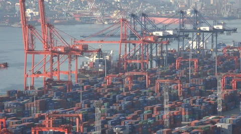 Container port, globalization, shipping industry, Busan, South Korea economy 動画素材 60766127