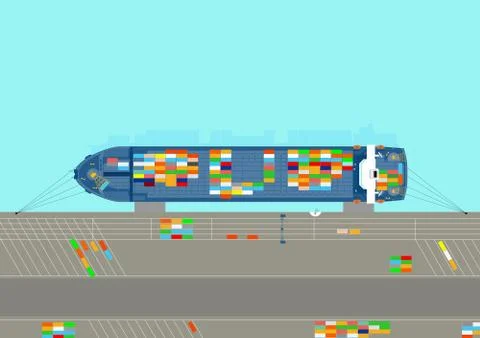 Container port Stock Illustration