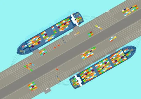Container port Stock Illustration
