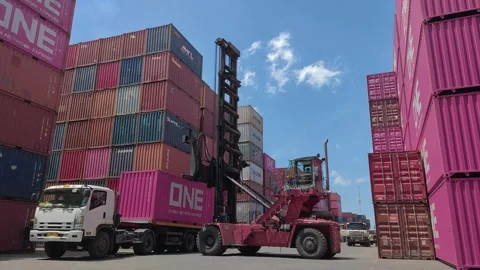 Container Port Operation Cargo Handling and Logistics Stock Footage 312025068