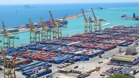 Container port ship aerial Stock Footage 77868434