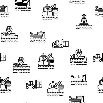 Container Port Tool Vector Seamless Pattern Stock Illustration