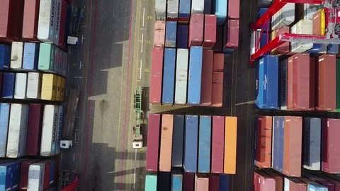 Container port, zoom out Stock Footage 82177750