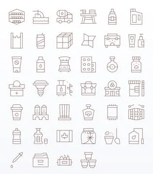 Container Premium Vector Bundle with 40 High Resolution Pixel Aligned Thin .. Stock Illustration