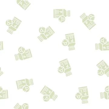 Container probiotics glyph seamless pattern Stock Illustration