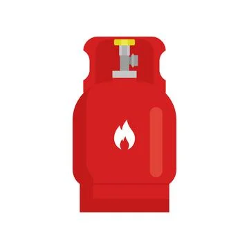 Container with propane liquid gas. Portable cylinder balloon gas. Propane in red Stock Illustration