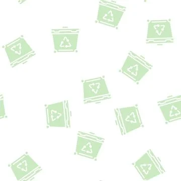 Container for recycling waste glyph vector seamless pattern Illustrazione stock