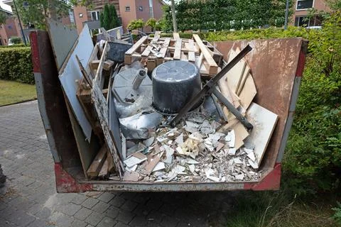 Container with rubble, selective focus Stock Photos