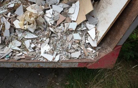 Container with rubble, selective focus Stock Photos