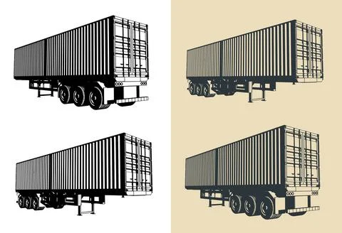 Container semi-trailer illustrations Stock Illustration