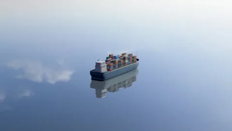 Container Ship in 360-Degree View: Shipping and Logistics at Sea Stock Footage 307864099