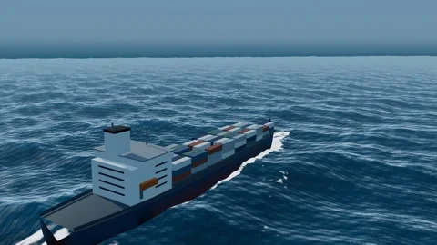 Container ship aerial midday deep blue ocean loop 库存影片 343543662