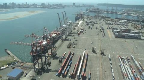 Container Ship Aerial of Shipyard Stock Footage 8765905