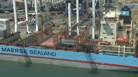 Container Ship Aerial of Shipyard Stock Footage 8776203
