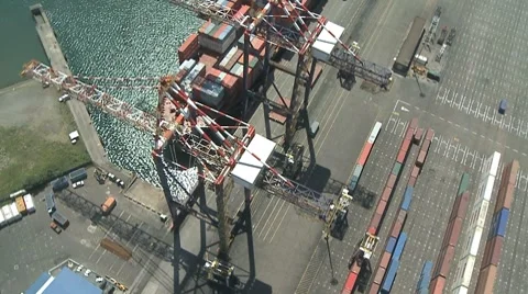 Container Ship Aerial of Shipyard Stock Footage 8776261