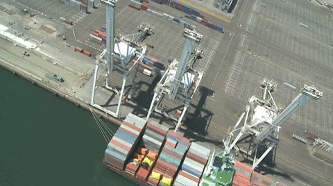 Container Ship Aerial of Shipyard Stock Footage 8776281