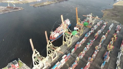Container ship aerial view Stock Footage 153313740