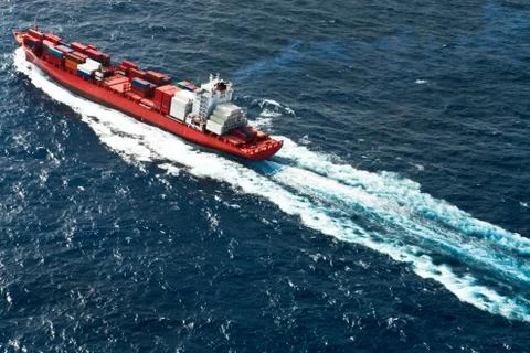 Container ship aerial view Stock Photos