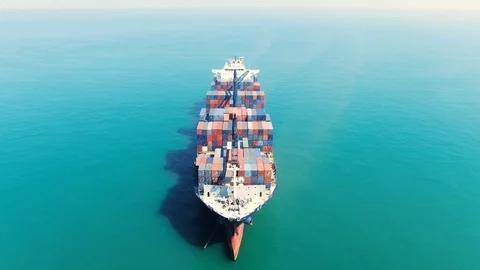 Container ship at anchorage awaiting for pilot at North East Spit pilot Stock Footage 118572230