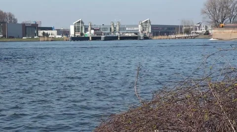 Container ship and a ferry crossing each other Stock Footage 41346052