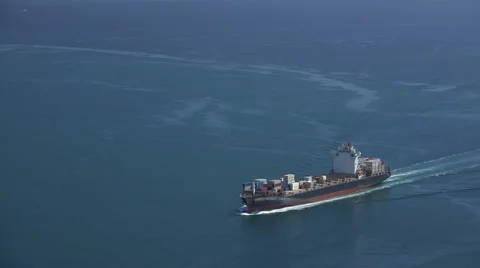 Container ship approaches its destination Port Stock Footage 46709236