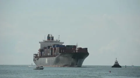 Container ship approaching Stock Footage 39817845