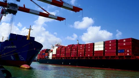 Container ship is arriving the Port Stock Footage 92140817