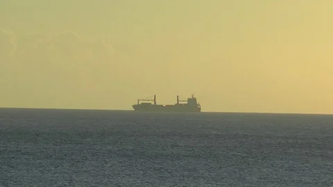 Container ship In Barbados Sunset Stock Footage 106817329