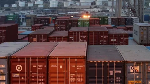Container ship being loaded Stock Footage 71606142